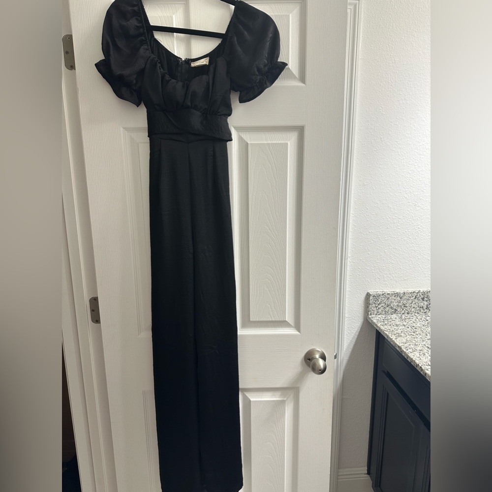Black silk jumpsuit